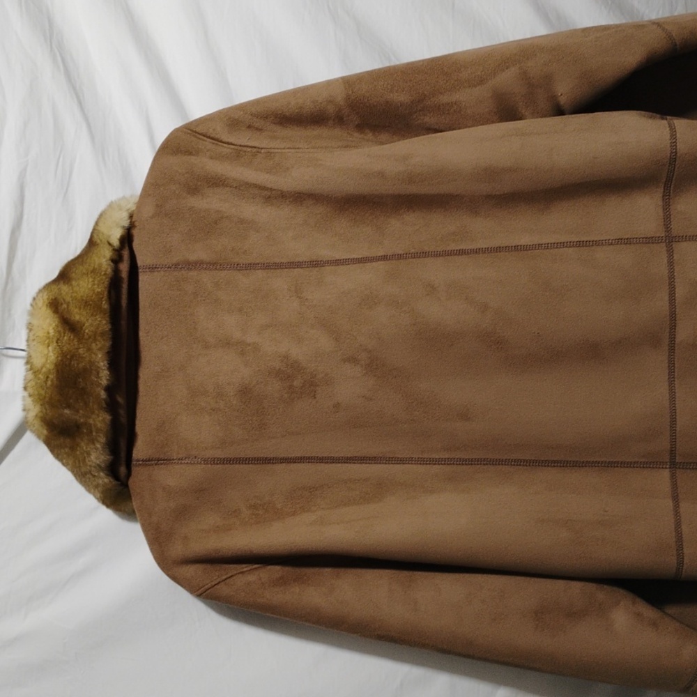 SALE! Gallery Faux Fur & Suede Long Gorgeous Coat Sz.L Never Worn - Picture 11 of 13